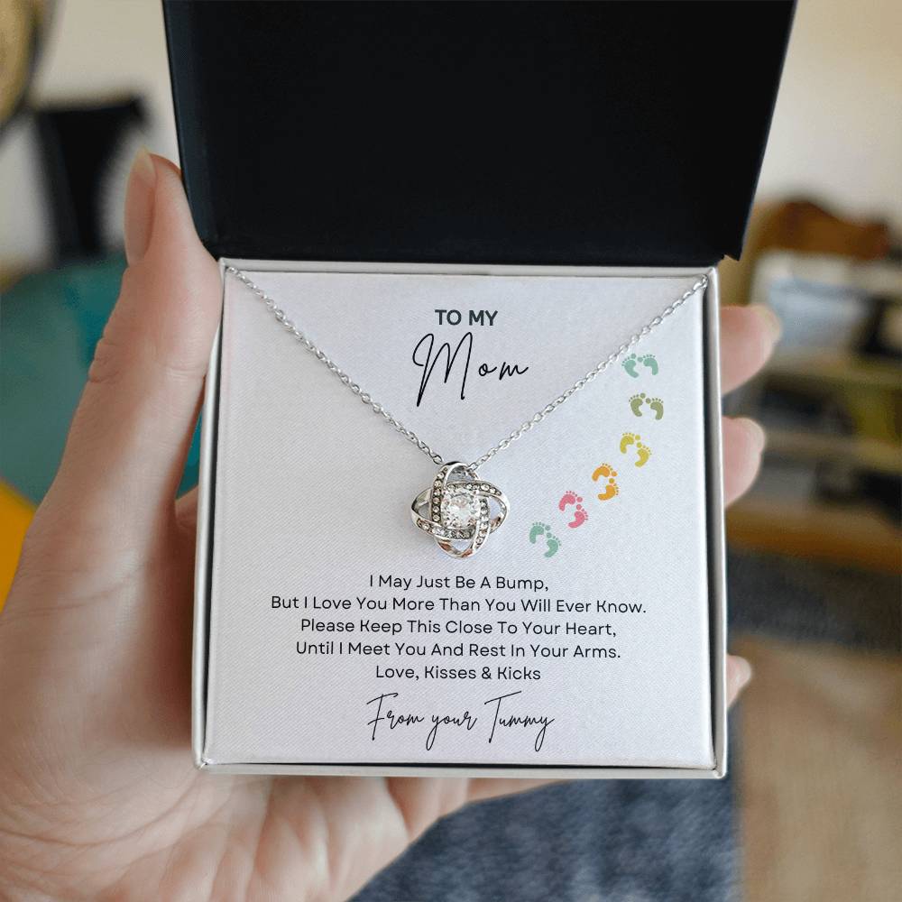 Mommy to Be | Baby Feet | Love Knot Necklace | Mother's Day Gift