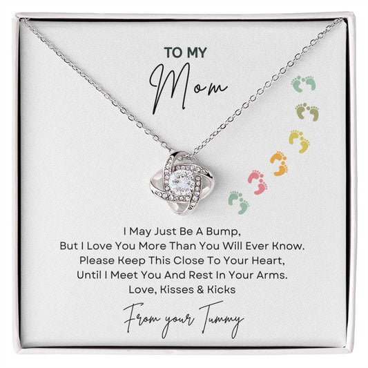 Mommy to Be | Baby Feet | Love Knot Necklace | Mother's Day Gift